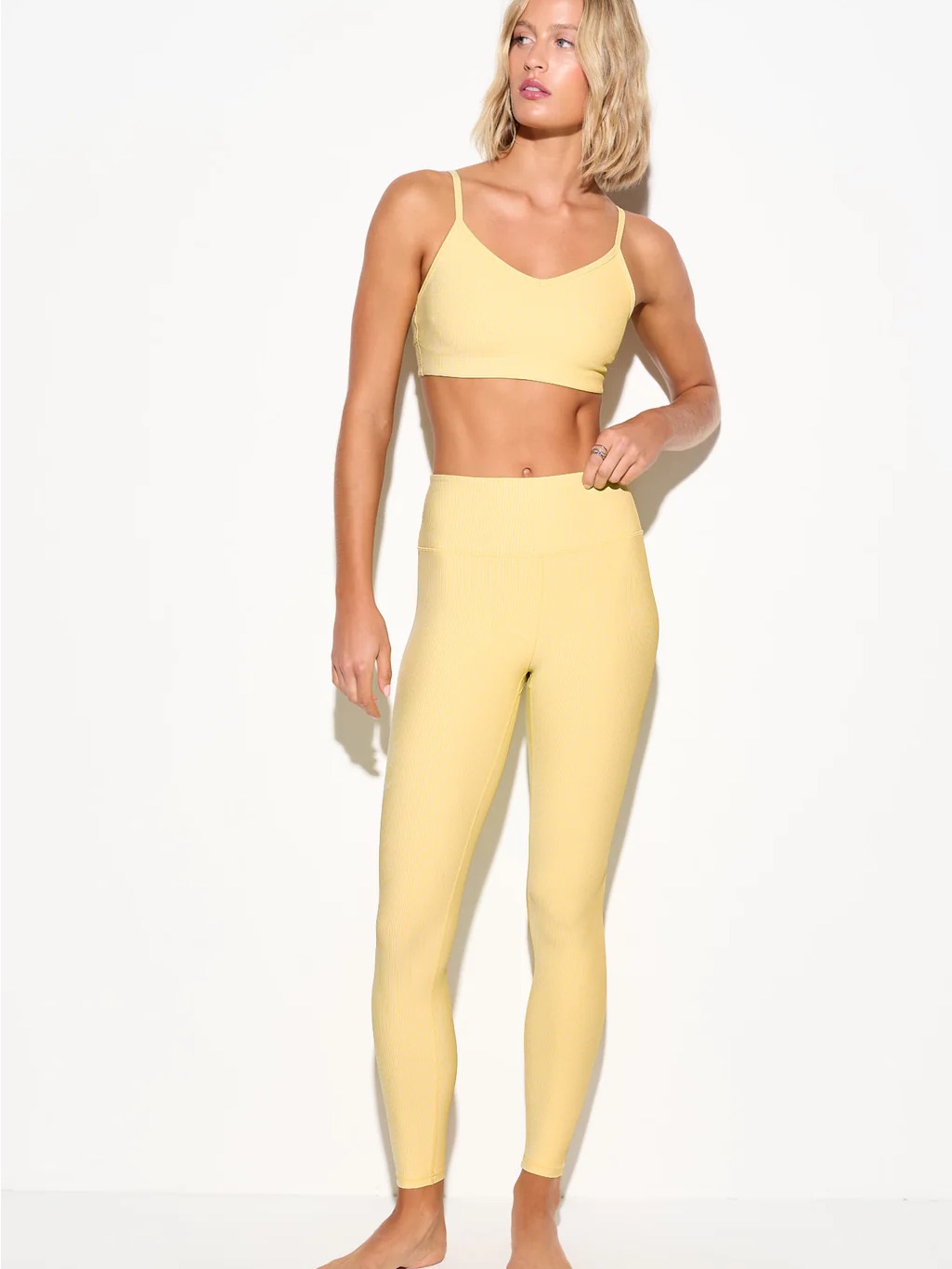Spiritual Gangster Auralight Aria Bra & Leggings Set In French Vanilla